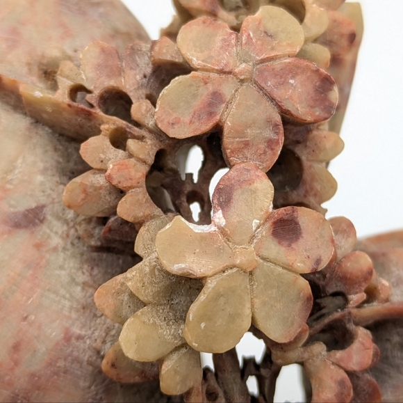 Vintage Chinese Pink Tan Soapstone Double Vase - Picture 5 of 13